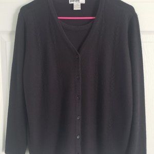 Vintage Plain Jane Sweater Women Medium Black Cardigan